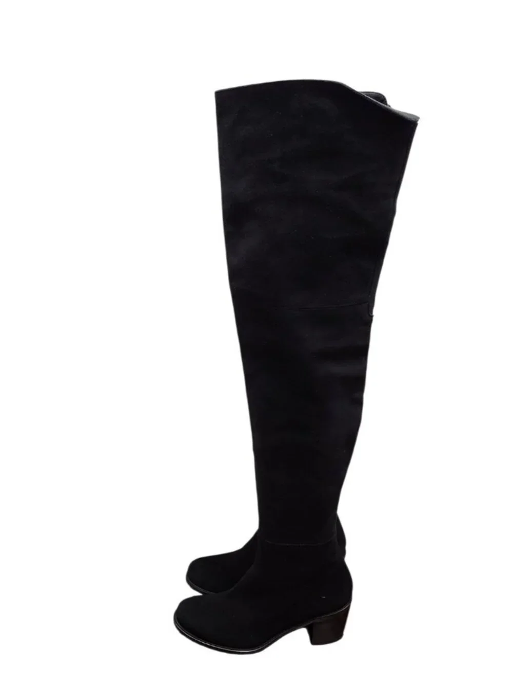 Stuart Weitzman 5.5 M Black Suede Over The Knee Boots Low Heel Tall Zip OTK